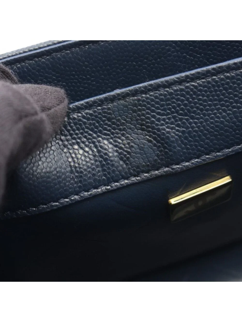 Chanel Shoulder Bag Quilted Navy Caviar Leather Small Chain